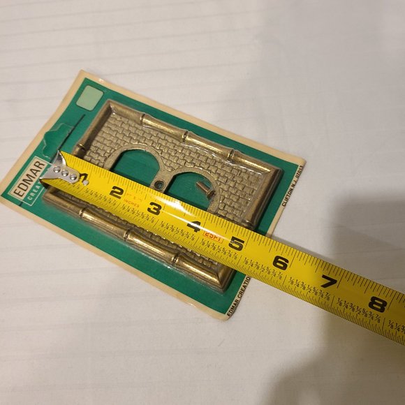 Vintage EDMAR Bamboo Weave Ornate Metal Single Gang Outlet Cover Wall Plate Set - Picture 5 of 7